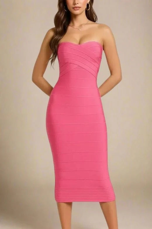 Aaliyah Bandage Midi Dress - Hot Pink - Image 3