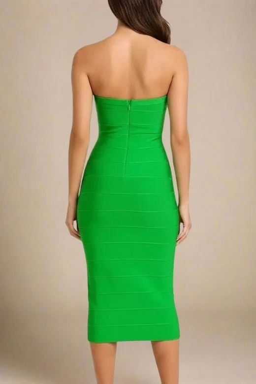 Aaliyah Bandage Midi Dress - Neon Green - Image 2