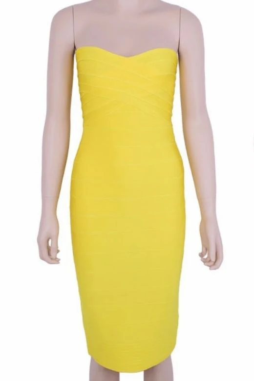 Aaliyah Bandage Midi Dress - Sun Yellow - Image 6