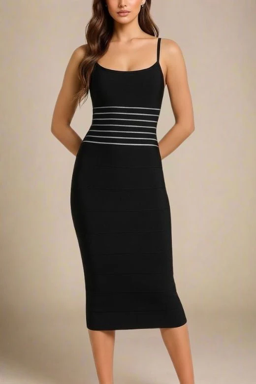 Abigail Bodycon Midi Dress - Classic Black - Image 3