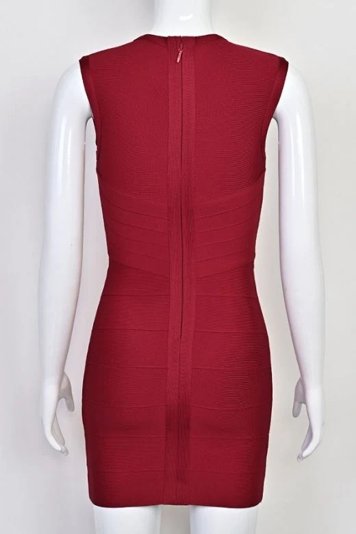 Alora Bandage Mini Dress - Red Wine - Image 8