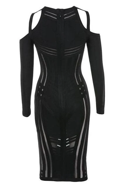 Amelia Long Sleeve Bandage Dress - Classic Black - Image 3
