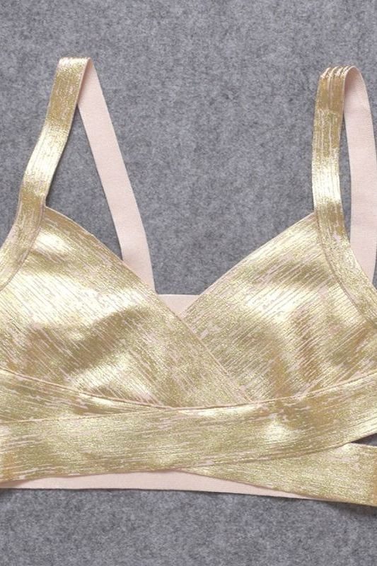 Ang Bandage Leather Crop Top - Gold - Image 10