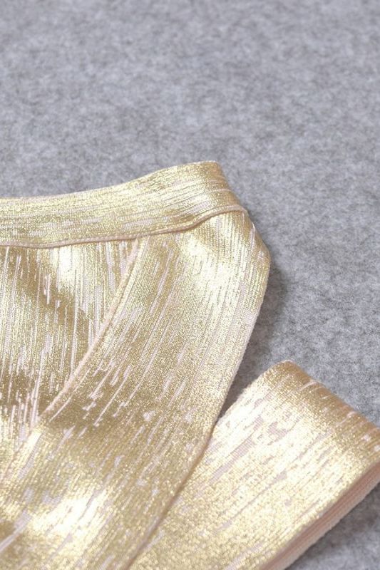 Ang Bandage Leather Crop Top - Gold - Image 11