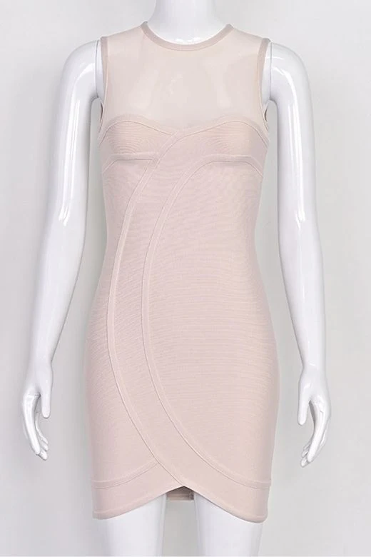 Aspen Bodycon Mini Dress - Nude - Image 8