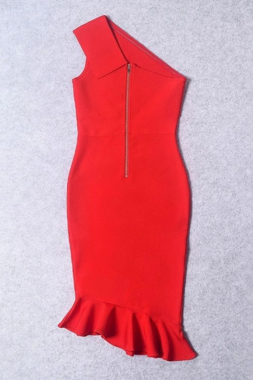 Avery Bandage Dress - Lipstick Red - Image 9