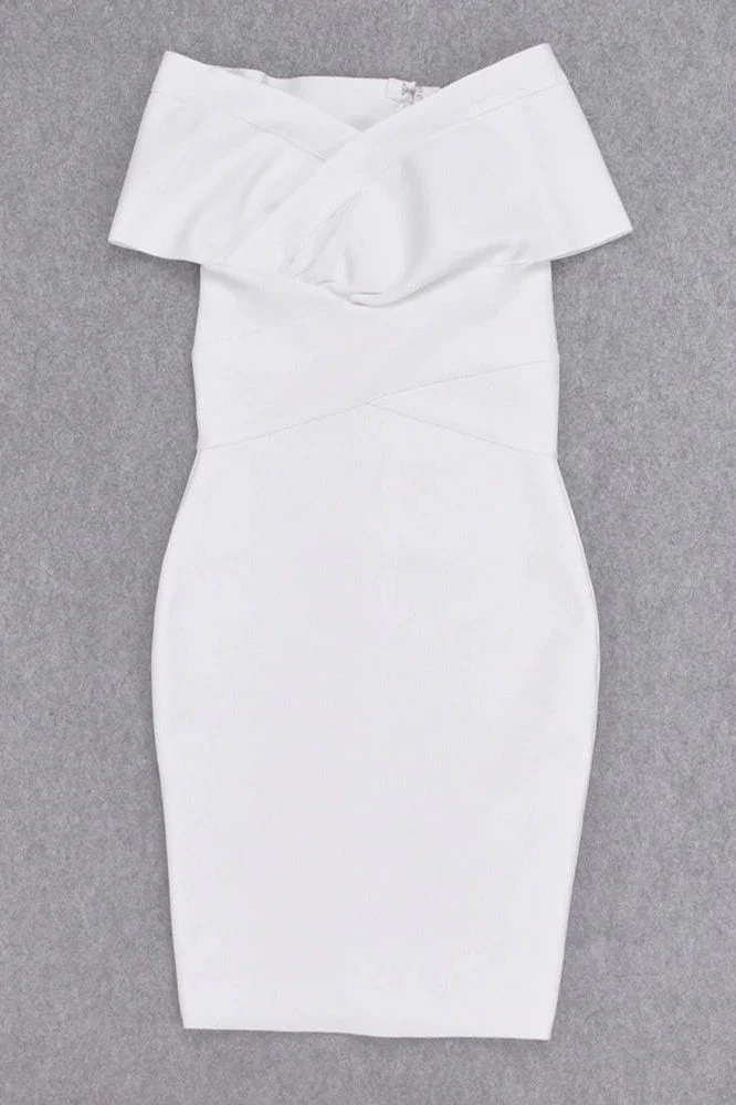Bea Bandage Dress - White Pearl - Image 8