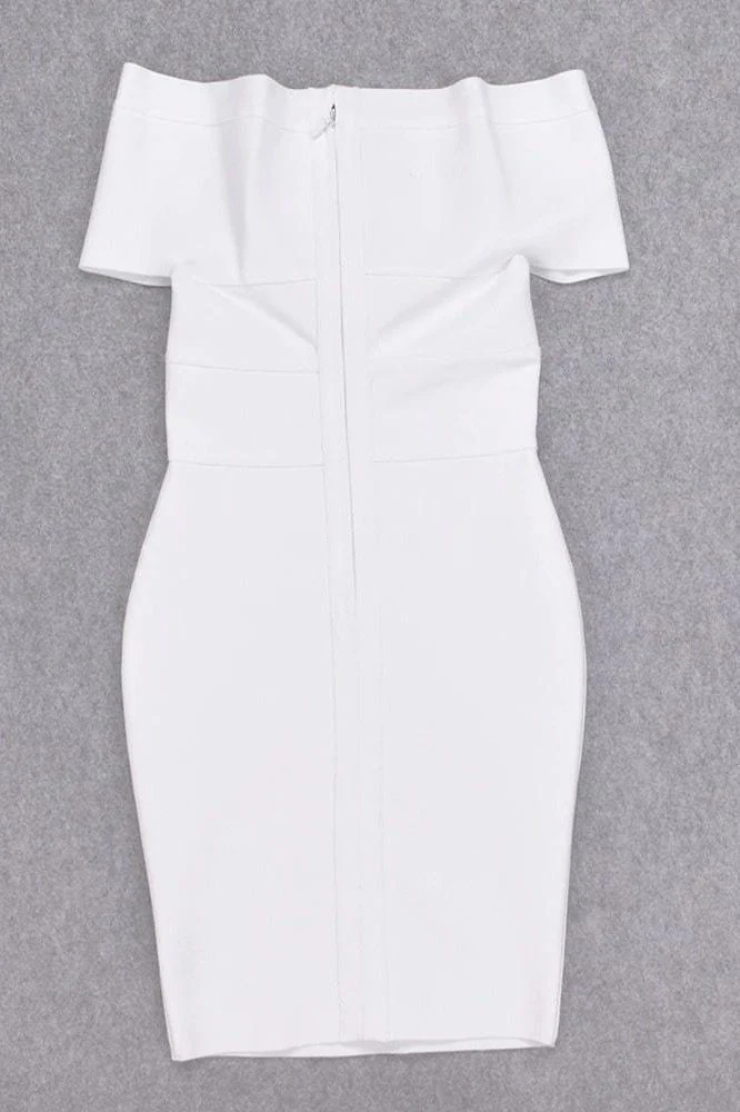 Bea Bandage Dress - White Pearl - Image 9