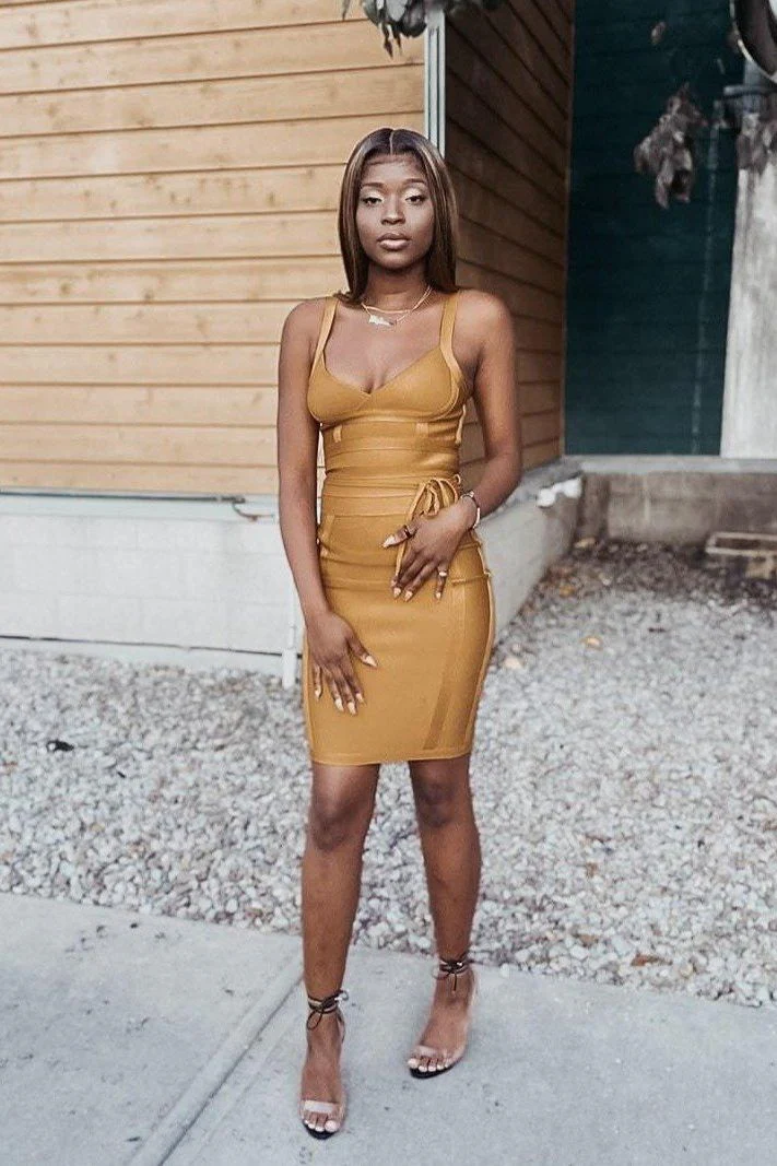 Bek Bandage Dress - Mustard Yellow - Image 8
