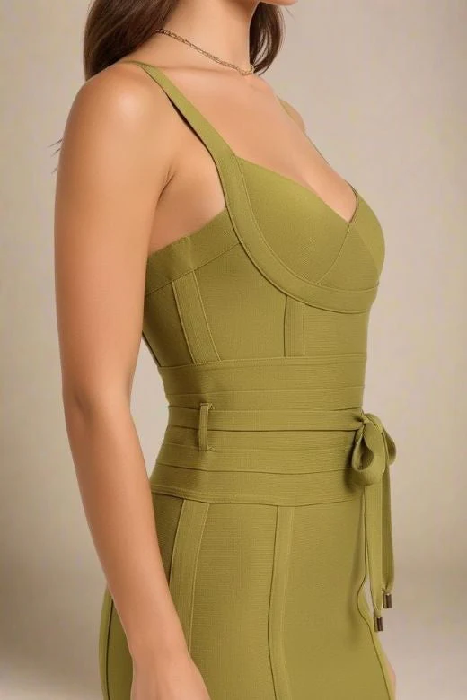 Bek Bandage Dress - Olive Green - Image 6