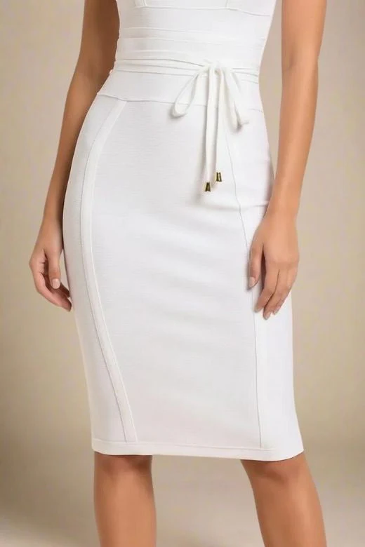 Bek Bandage Dress - White Pearl - Image 7