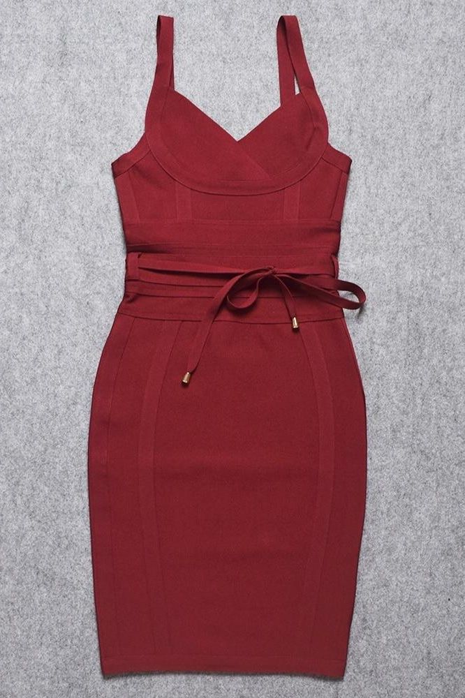 Bek Bandage Dress - Red Wine - Image 11