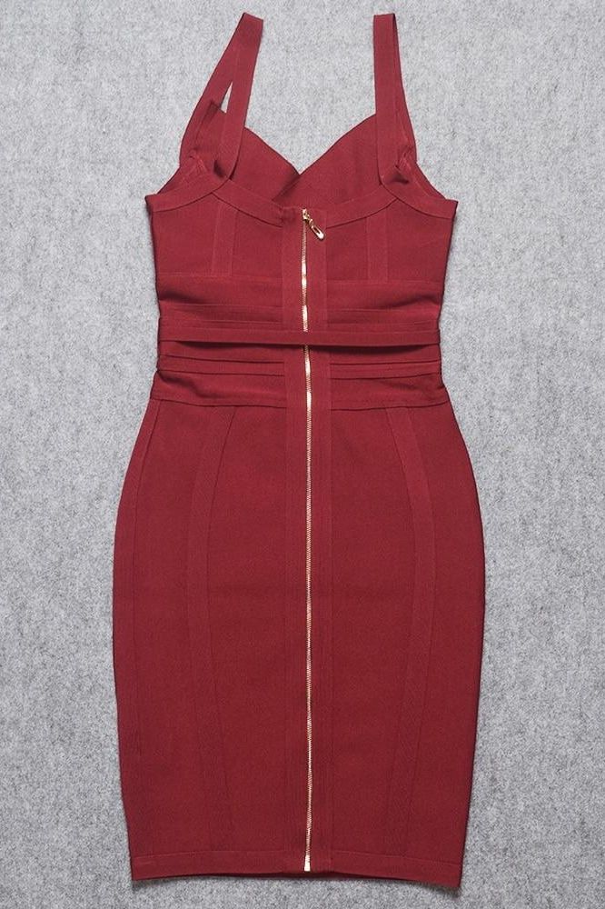 Bek Bandage Dress - Red Wine - Image 12