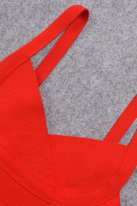 Bek Bandage Dress - Lipstick Red - Image 11