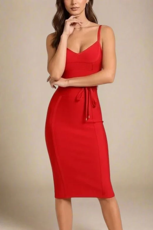 Bek Bandage Dress - Lipstick Red - Image 5