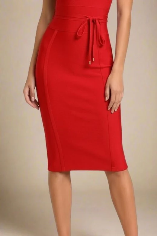 Bek Bandage Dress - Lipstick Red - Image 6
