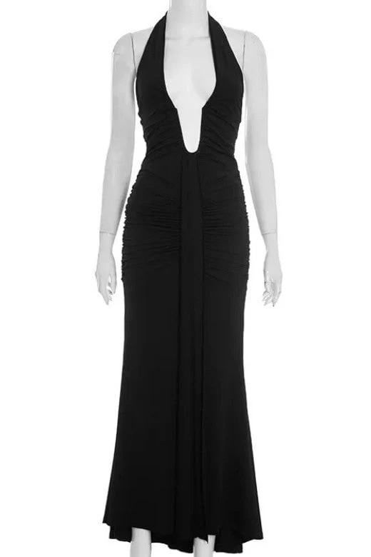 Bella Bodycon Wrap Maxi Dress - Classic Black (Sale) - Image 8