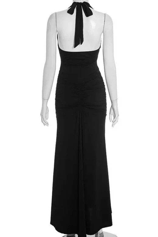 Bella Bodycon Wrap Maxi Dress - Classic Black (Sale) - Image 9