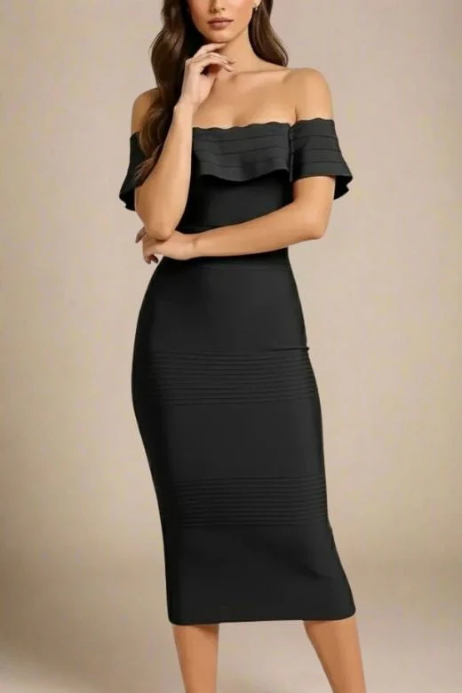 Billie Bandage Midi Dress - Classic Black - Image 6