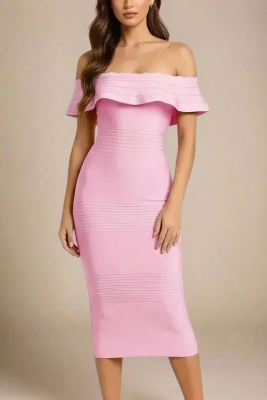 Billie Bandage Midi Dress - Dusty Pink - Image 4