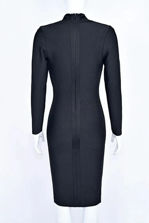 Blaire Long Sleeve Bandage Dress - Classic Black - Image 8