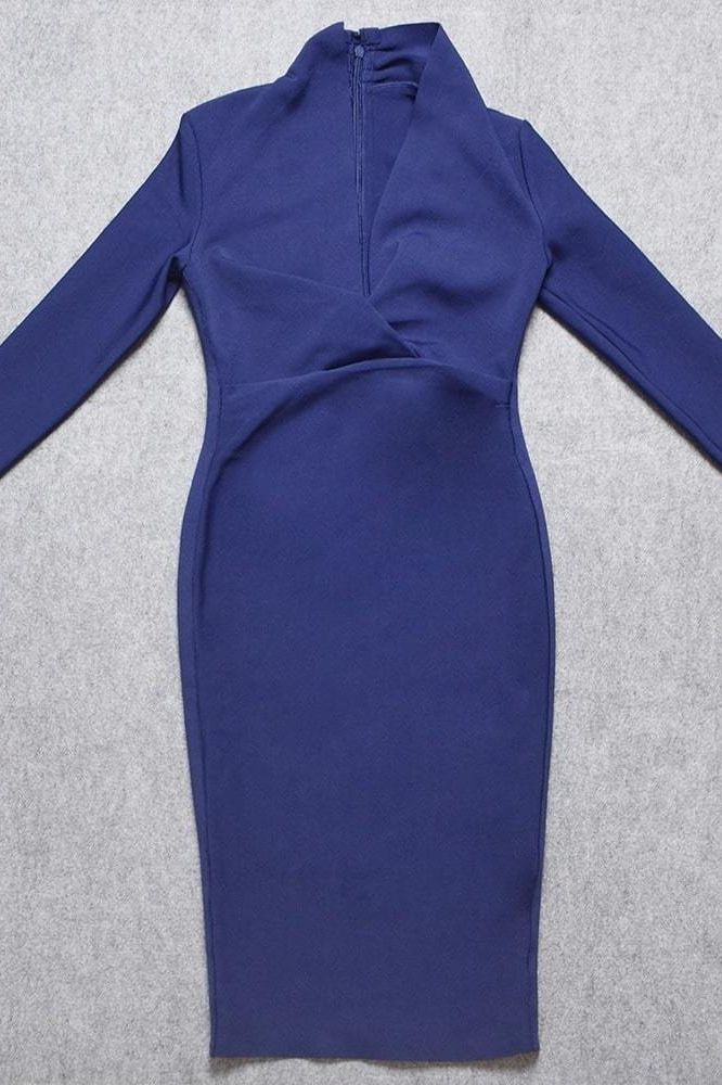 Blaire Long Sleeve Bandage Dress - Navy Blue - Image 7