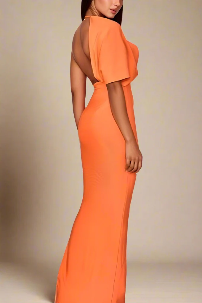 Blake Bandage Maxi Dress - Apricot Orange (Sale) - Image 3
