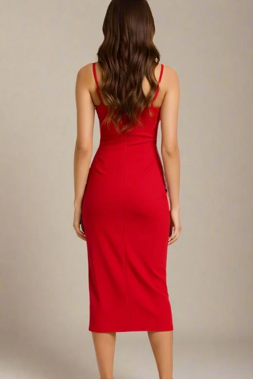 Blanche Bandage Midi Dress - Lipstick Red - Image 3