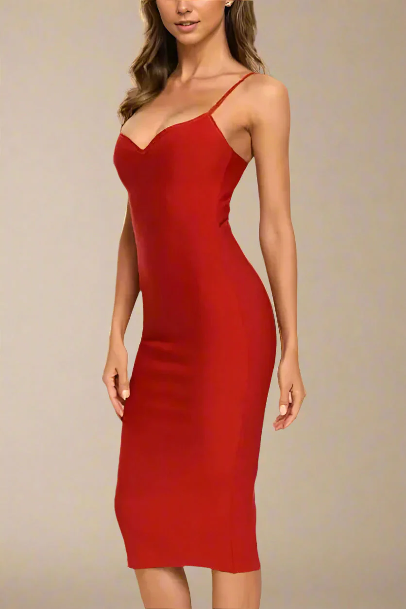 Blanche Bandage Midi Dress - Lipstick Red (Sale) - Image 5