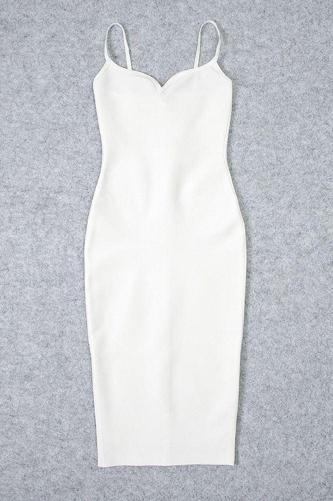 Blanche Bandage Midi Dress - White Pearl - Image 10