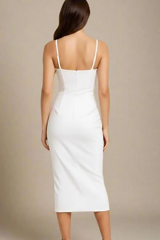 Blanche Bandage Midi Dress - White Pearl - Image 3