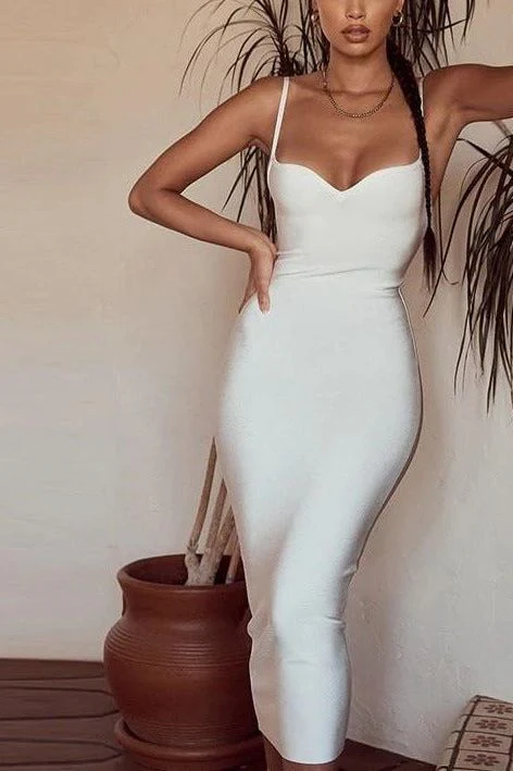 Blanche Bandage Midi Dress - White Pearl - Image 7