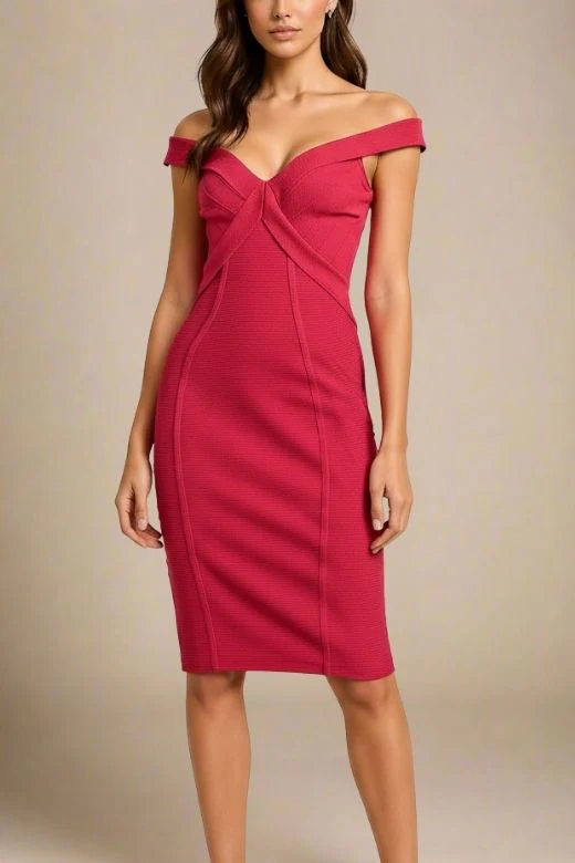 Breanna Bandage Dress - Chilli Red