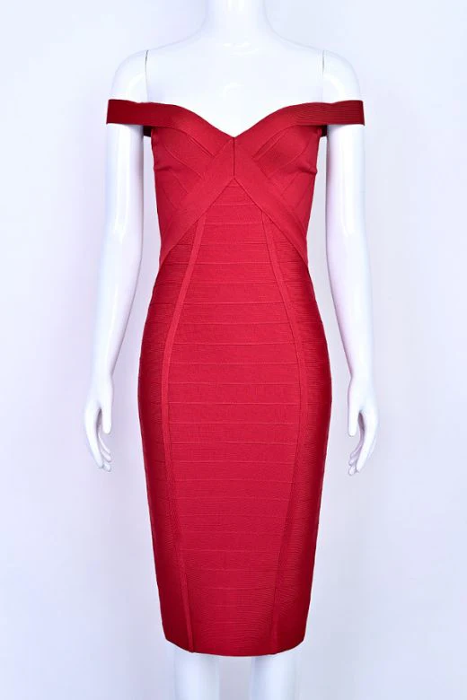 Breanna Bandage Dress - Chilli Red - Image 4
