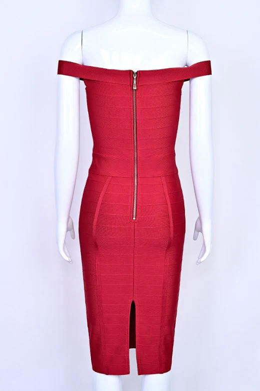 Breanna Bandage Dress - Chilli Red - Image 5