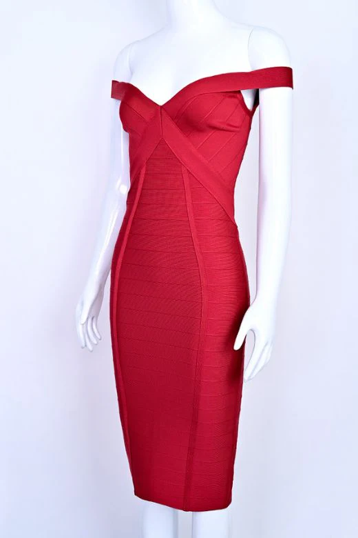 Breanna Bandage Dress - Chilli Red - Image 6