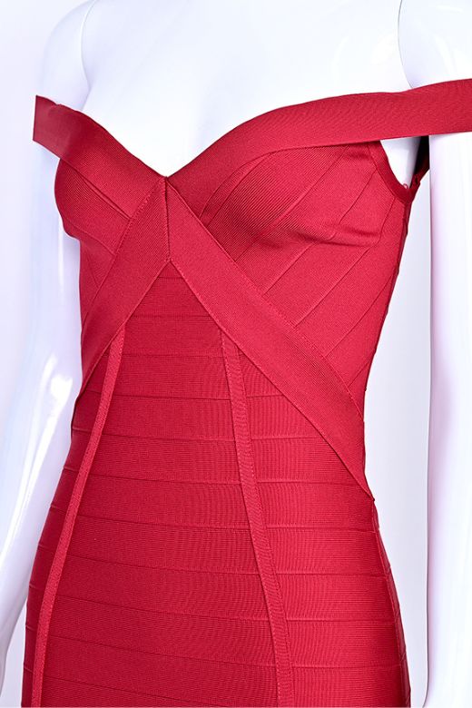 Breanna Bandage Dress - Chilli Red - Image 7