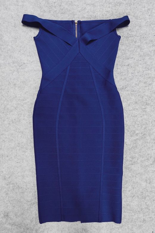 Breanna Bandage Dress - Navy Blue - Image 5