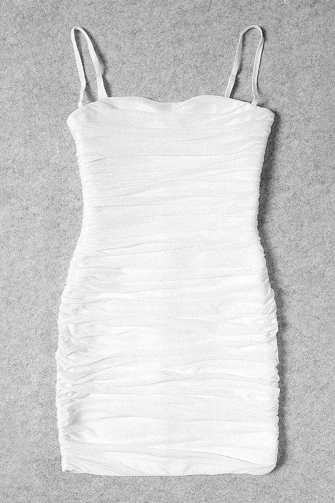 Cassie Bodycon Wrap Mini Dress - White Pearl - Image 11