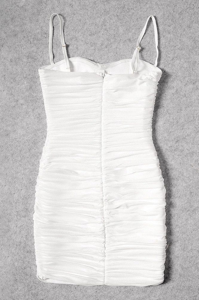 Cassie Bodycon Wrap Mini Dress - White Pearl - Image 12