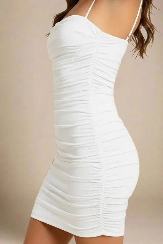 Cassie Bodycon Wrap Mini Dress - White Pearl - Image 4