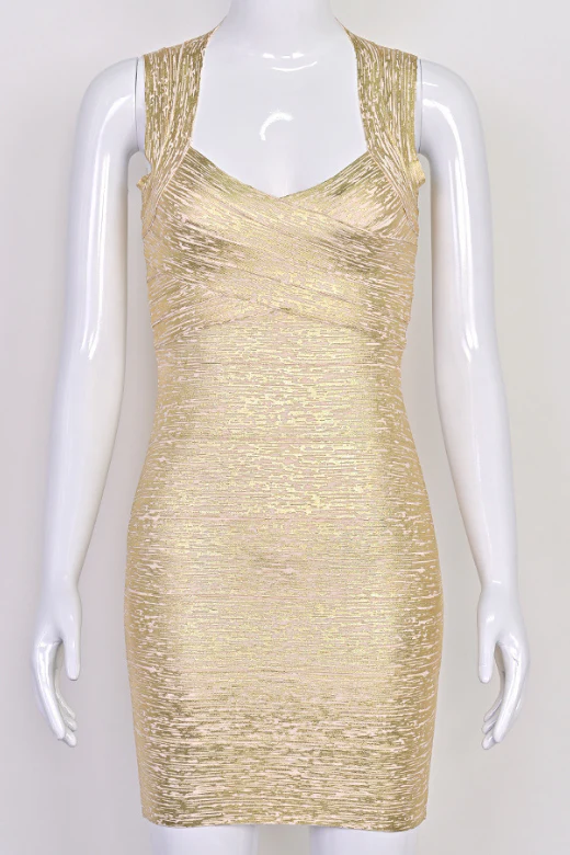 Ciara Bandage Mini Dress - Gold - Image 6