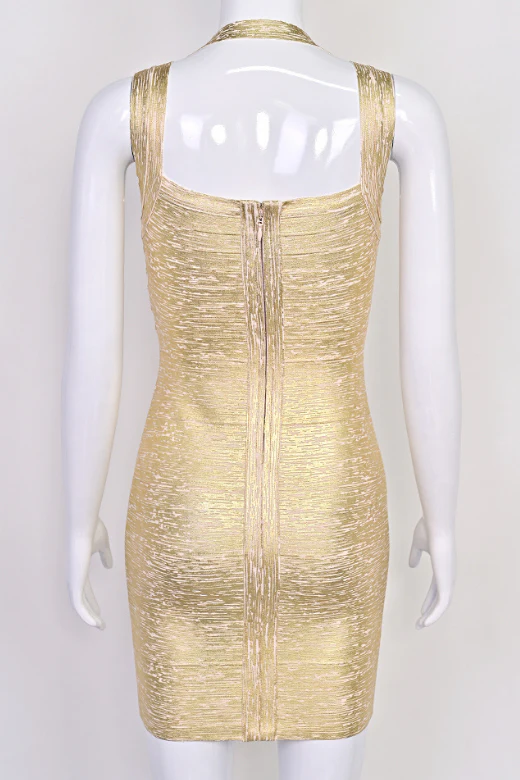 Ciara Bandage Mini Dress - Gold - Image 8