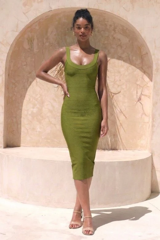 Cindy Bandage Midi Dress - Army Green
