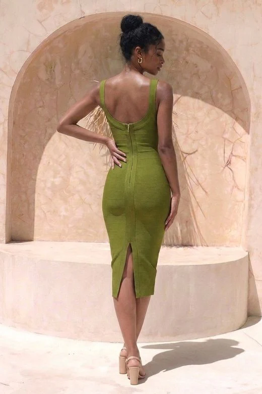 Cindy Bandage Midi Dress - Army Green - Image 2