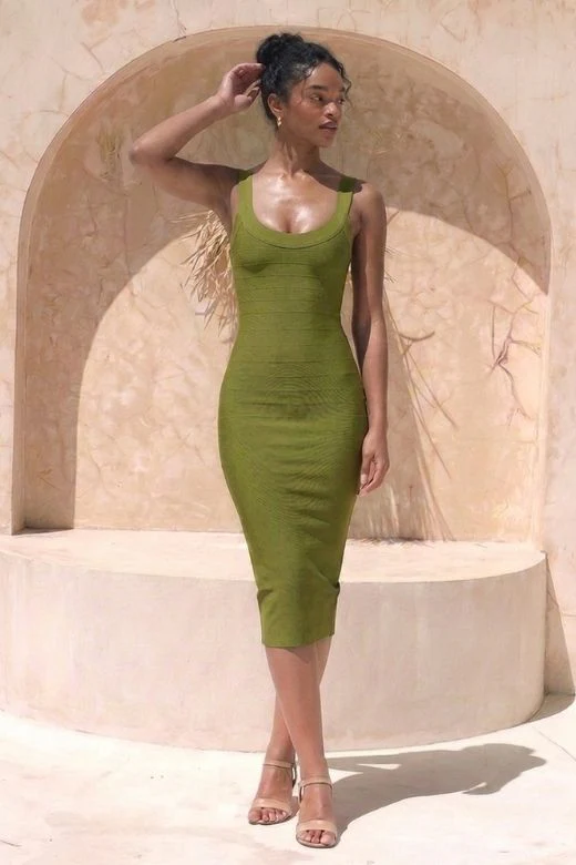 Cindy Bandage Midi Dress - Army Green - Image 3