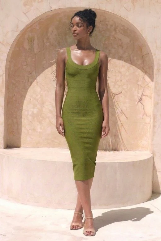 Cindy Bandage Midi Dress - Army Green - Image 4