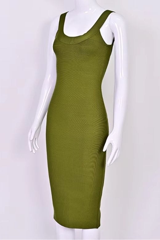 Cindy Bandage Midi Dress - Army Green - Image 9