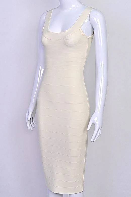 Cindy Bandage Midi Dress - Cream - Image 10