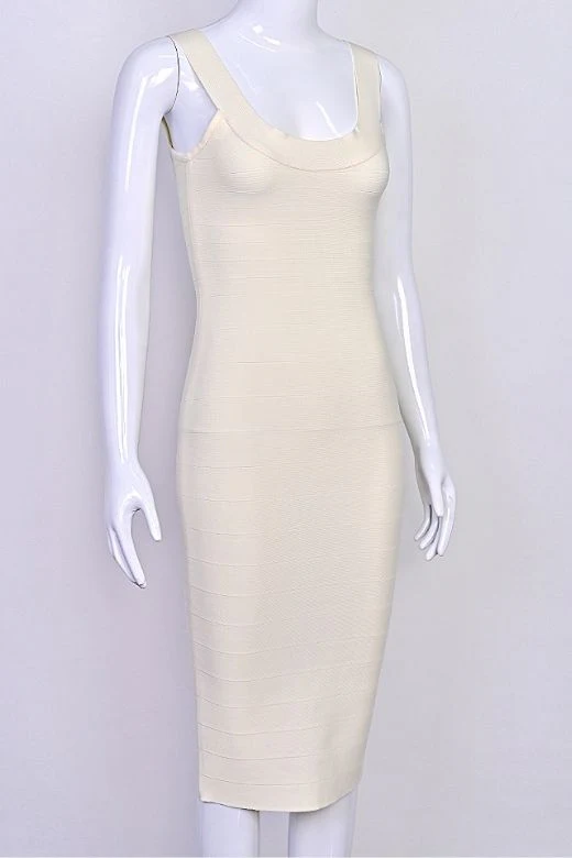 Cindy Bandage Midi Dress - Cream - Image 9